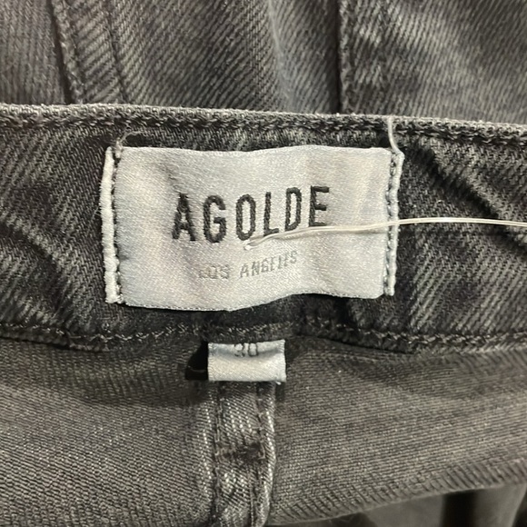 AGOLDE Toni Mid-Rise Straight Leg Black Distressed Hem Jeans - Picture 4 of 11